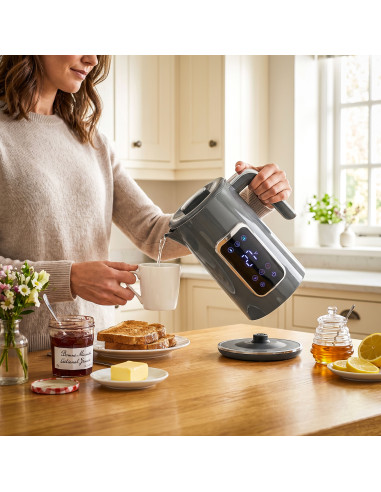 HOMCOM Electric Kettle, 1.7L Fast Boil 3000W Water Kettle with LED Display, Adjustable Temperature, Keep Warm Function, Grey