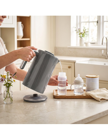 HOMCOM Electric Kettle, 1.7L Fast Boil 3000W Water Kettle with LED Display, Adjustable Temperature, Keep Warm Function, Grey