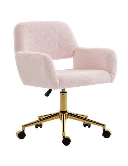 HOMCOM Faux Fur Rabbit Chair - Light Pink - pic 207135 | FastDaddyshop