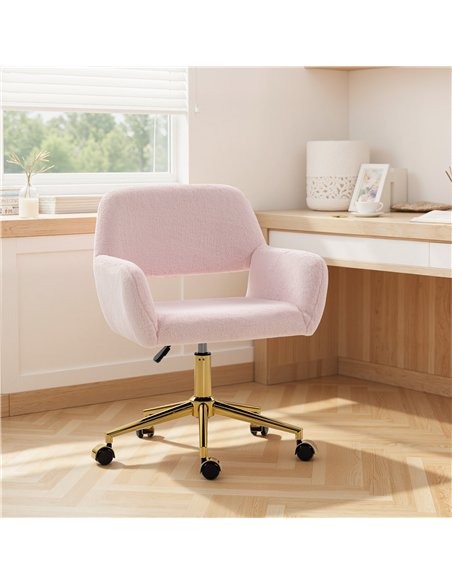 HOMCOM Faux Fur Rabbit Chair - Light Pink - pic 207143 | FastDaddyshop