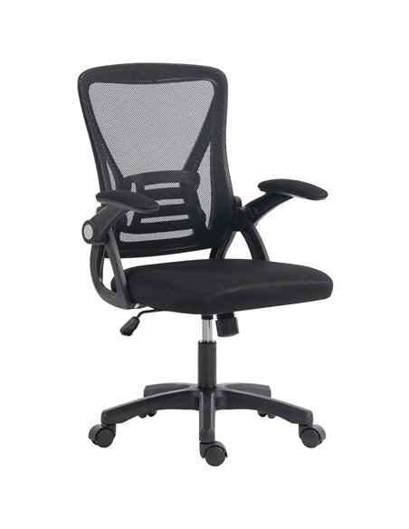 HOMCOM Office Chair, Mesh Desk Chair with Flip-up Armrests, Lumbar Support, Adjustable Height, Black - pic 207144 | FastDaddyshop