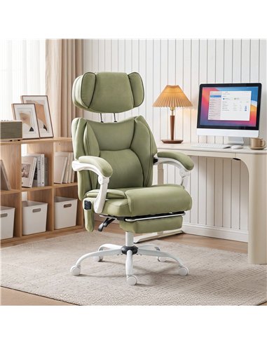HOMCOM High Back Vibration Massage Office Chair Heated Reclining Computer Chair w/ Adjustable Height, Swivel Wheels, Lime Green