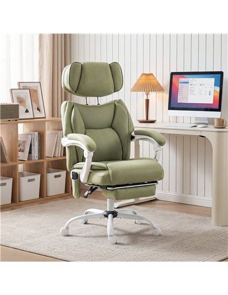 HOMCOM High Back Vibration Massage Office Chair Heated Reclining Computer Chair w/ Adjustable Height, Swivel Wheels, Lime Green - pic 207154 | FastDaddyshop