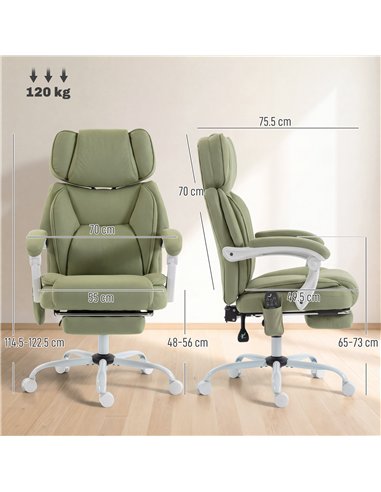 HOMCOM High Back Vibration Massage Office Chair Heated Reclining Computer Chair w/ Adjustable Height, Swivel Wheels, Lime Green