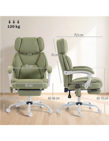 HOMCOM High Back Vibration Massage Office Chair Heated Reclining Computer Chair w/ Adjustable Height, Swivel Wheels, Lime Green - pic 207155 | FastDaddyshop