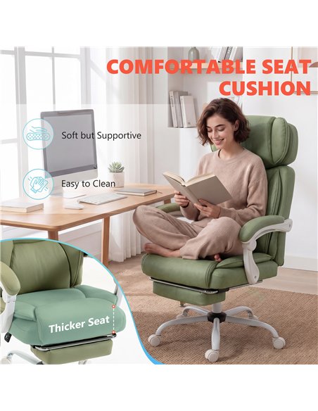 HOMCOM High Back Vibration Massage Office Chair Heated Reclining Computer Chair w/ Adjustable Height, Swivel Wheels, Lime Green - pic 207159 | FastDaddyshop