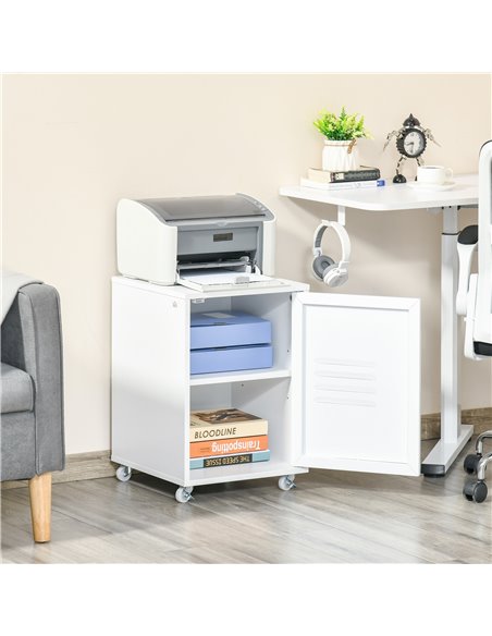 HOMCOM Industrial Mobile Storage Cabinet with Adjustable Shelf, Wheels, Metal Door, White - pic 20716 | FastDaddyshop