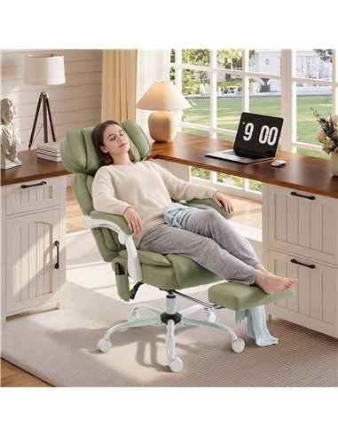 HOMCOM High Back Vibration Massage Office Chair Heated Reclining Computer Chair w/ Adjustable Height, Swivel Wheels, Lime Green