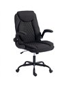 HOMCOM Linen-Look Computer Desk Chair, Executive Office Chair with Flip-Up Armrests and Thick Cushion, Black
