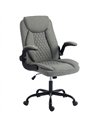 HOMCOM Linen-Look Computer Desk Chair, Executive Office Chair with Flip-Up Armrests and Thick Cushion, Grey