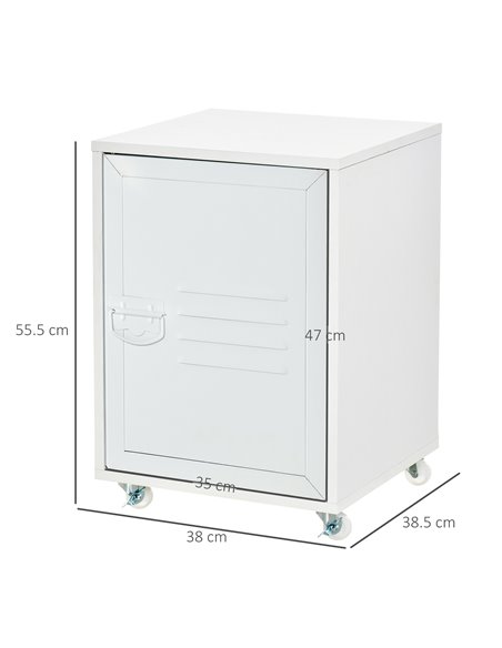 HOMCOM Industrial Mobile Storage Cabinet with Adjustable Shelf, Wheels, Metal Door, White - pic 20718 | FastDaddyshop