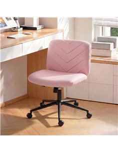 HOMCOM Home Office Desk Chair Height Adjustable Swivel Chair Cross Legged Wide Seat Swivel Wheels Pink 2