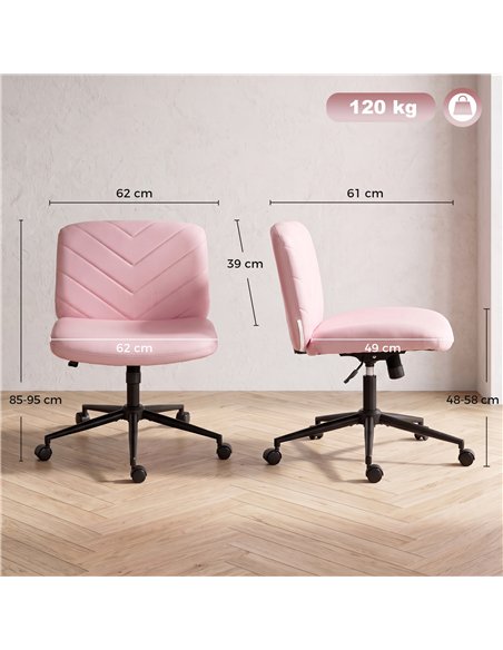 HOMCOM Home Office Desk Chair Height Adjustable Swivel Chair Cross Legged Wide Seat Swivel Wheels Pink - pic 207191 | FastDaddyshop