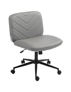 HOMCOM Home Office Desk Chair Height Adjustable Swivel Chair Cross Legged Wide Seat Swivel Wheels Grey