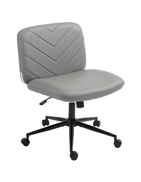 HOMCOM Home Office Desk Chair Height Adjustable Swivel Chair Cross Legged Wide Seat Swivel Wheels Grey - pic 207198 | FastDaddyshop