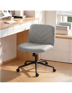 HOMCOM Home Office Desk Chair Height Adjustable Swivel Chair Cross Legged Wide Seat Swivel Wheels Grey 2