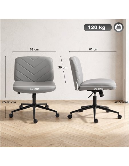 HOMCOM Home Office Desk Chair Height Adjustable Swivel Chair Cross Legged Wide Seat Swivel Wheels Grey - pic 207200 | FastDaddyshop