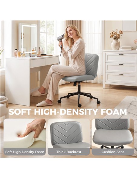 HOMCOM Home Office Desk Chair Height Adjustable Swivel Chair Cross Legged Wide Seat Swivel Wheels Grey - pic 207202 | FastDaddyshop