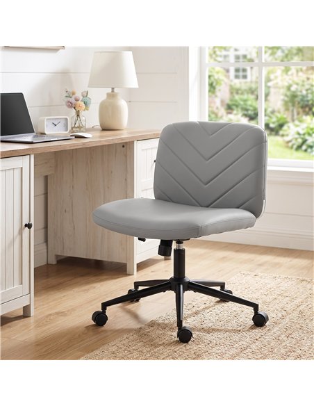 HOMCOM Home Office Desk Chair Height Adjustable Swivel Chair Cross Legged Wide Seat Swivel Wheels Grey - pic 207205 | FastDaddyshop