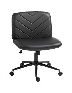 HOMCOM Home Office Desk Chair Height Adjustable Swivel Chair Cross Legged Wide Seat Swivel Wheels Black