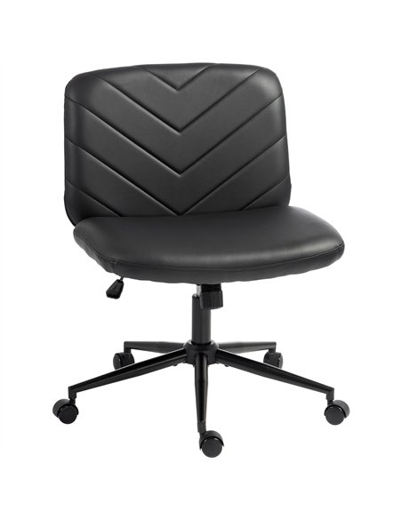 HOMCOM Home Office Desk Chair Height Adjustable Swivel Chair Cross Legged Wide Seat Swivel Wheels Black - pic 207207 | FastDaddyshop