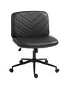 HOMCOM Home Office Desk Chair Height Adjustable Swivel Chair Cross Legged Wide Seat Swivel Wheels Black