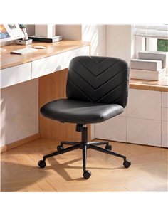 HOMCOM Home Office Desk Chair Height Adjustable Swivel Chair Cross Legged Wide Seat Swivel Wheels Black 2