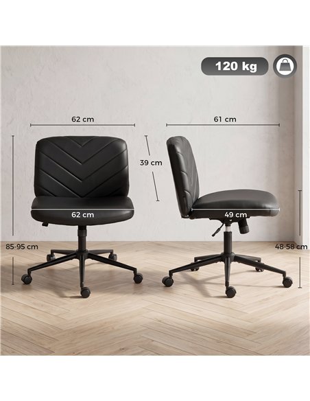 HOMCOM Home Office Desk Chair Height Adjustable Swivel Chair Cross Legged Wide Seat Swivel Wheels Black - pic 207209 | FastDaddyshop