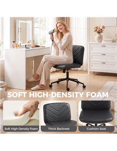 HOMCOM Home Office Desk Chair Height Adjustable Swivel Chair Cross Legged Wide Seat Swivel Wheels Black