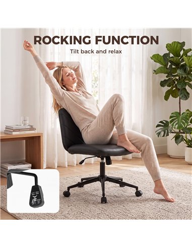 HOMCOM Home Office Desk Chair Height Adjustable Swivel Chair Cross Legged Wide Seat Swivel Wheels Black