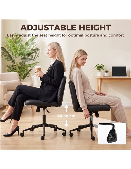 HOMCOM Home Office Desk Chair Height Adjustable Swivel Chair Cross Legged Wide Seat Swivel Wheels Black - pic 207213 | FastDaddyshop
