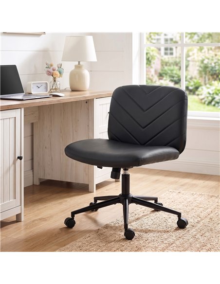 HOMCOM Home Office Desk Chair Height Adjustable Swivel Chair Cross Legged Wide Seat Swivel Wheels Black - pic 207214 | FastDaddyshop