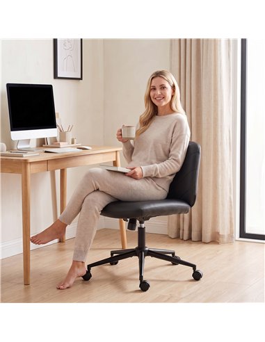 HOMCOM Home Office Desk Chair Height Adjustable Swivel Chair Cross Legged Wide Seat Swivel Wheels Black