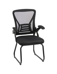HOMCOM Office Chair, Ergonomic Desk Chair No Wheels with Mesh Backrest and Steel Legs for Home Conference Room, Black