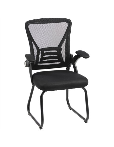 HOMCOM Office Chair, Ergonomic Desk Chair No Wheels with Mesh Backrest and Steel Legs for Home Conference Room, Black - pic 207216 | FastDaddyshop