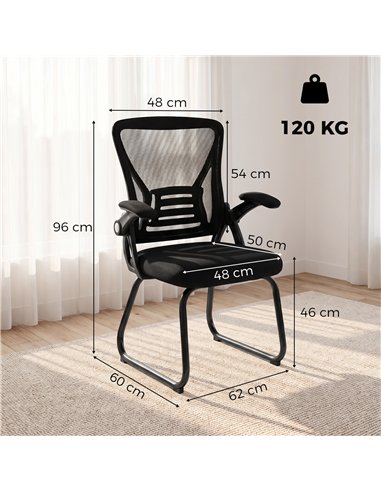 HOMCOM Office Chair, Ergonomic Desk Chair No Wheels with Mesh Backrest and Steel Legs for Home Conference Room, Black