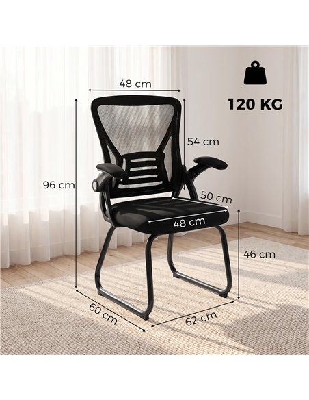 HOMCOM Office Chair, Ergonomic Desk Chair No Wheels with Mesh Backrest and Steel Legs for Home Conference Room, Black - pic 207218 | FastDaddyshop