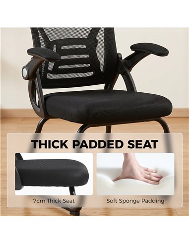 HOMCOM Office Chair, Ergonomic Desk Chair No Wheels with Mesh Backrest and Steel Legs for Home Conference Room, Black