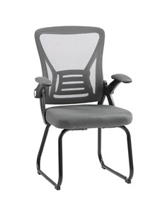 HOMCOM Office Chair, Ergonomic Desk Chair No Wheels with Mesh Backrest and Steel Legs for Home Conference Room, Dark Grey