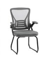 HOMCOM Office Chair, Ergonomic Desk Chair No Wheels with Mesh Backrest and Steel Legs for Home Conference Room, Dark Grey