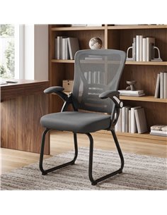 HOMCOM Office Chair, Ergonomic Desk Chair No Wheels with Mesh Backrest and Steel Legs for Home Conference Room, Dark Grey 2