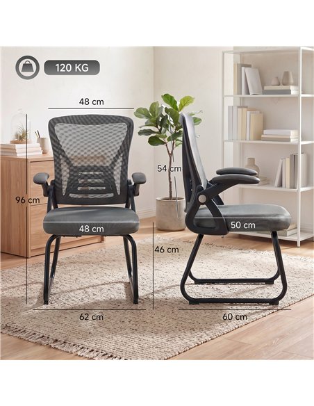 HOMCOM Office Chair, Ergonomic Desk Chair No Wheels with Mesh Backrest and Steel Legs for Home Conference Room, Dark Grey - pic 207227 | FastDaddyshop