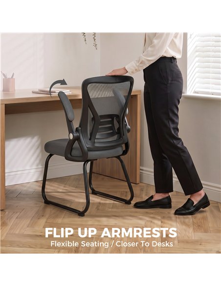 HOMCOM Office Chair, Ergonomic Desk Chair No Wheels with Mesh Backrest and Steel Legs for Home Conference Room, Dark Grey - pic 207229 | FastDaddyshop
