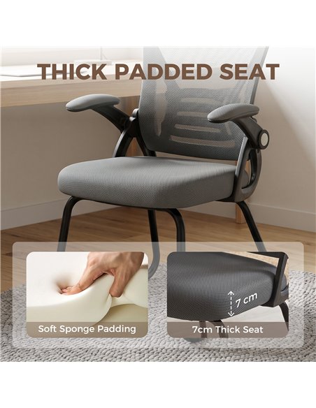 HOMCOM Office Chair, Ergonomic Desk Chair No Wheels with Mesh Backrest and Steel Legs for Home Conference Room, Dark Grey - pic 207230 | FastDaddyshop