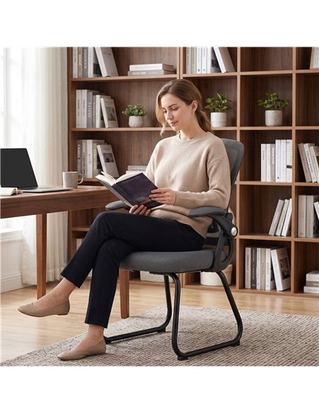 HOMCOM Office Chair, Ergonomic Desk Chair No Wheels with Mesh Backrest and Steel Legs for Home Conference Room, Dark Grey - pic 207232 | FastDaddyshop