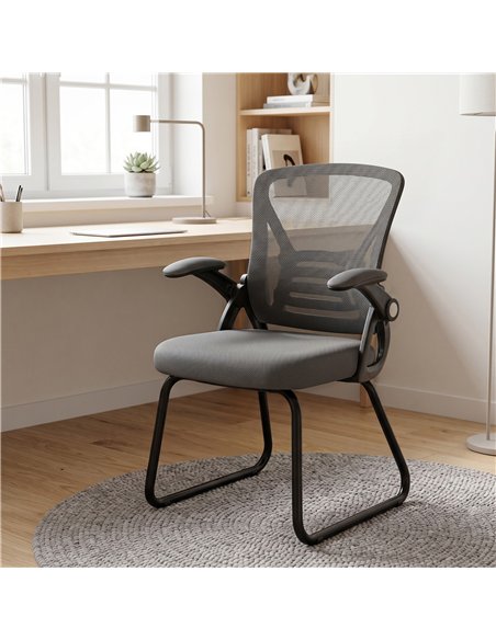 HOMCOM Office Chair, Ergonomic Desk Chair No Wheels with Mesh Backrest and Steel Legs for Home Conference Room, Dark Grey - pic 207233 | FastDaddyshop