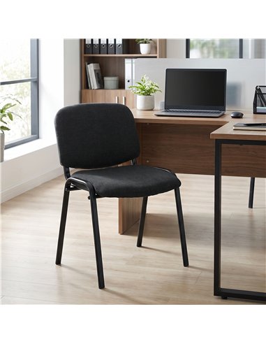 HOMCOM Meeting Chair, Stackable Ergonomic Office Chair with Padded Seat, Curved Backrest for Conference Room, Black