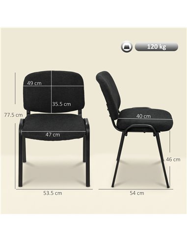 HOMCOM Meeting Chair, Stackable Ergonomic Office Chair with Padded Seat, Curved Backrest for Conference Room, Black