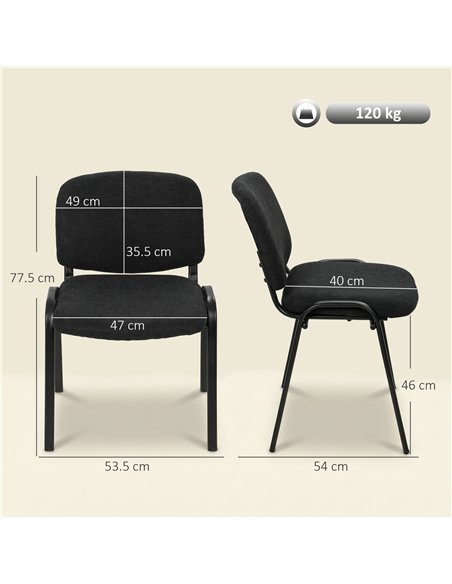 HOMCOM Meeting Chair, Stackable Ergonomic Office Chair with Padded Seat, Curved Backrest for Conference Room, Black - pic 207236 | FastDaddyshop