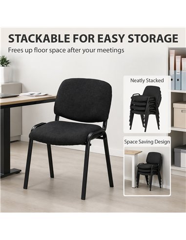 HOMCOM Meeting Chair, Stackable Ergonomic Office Chair with Padded Seat, Curved Backrest for Conference Room, Black